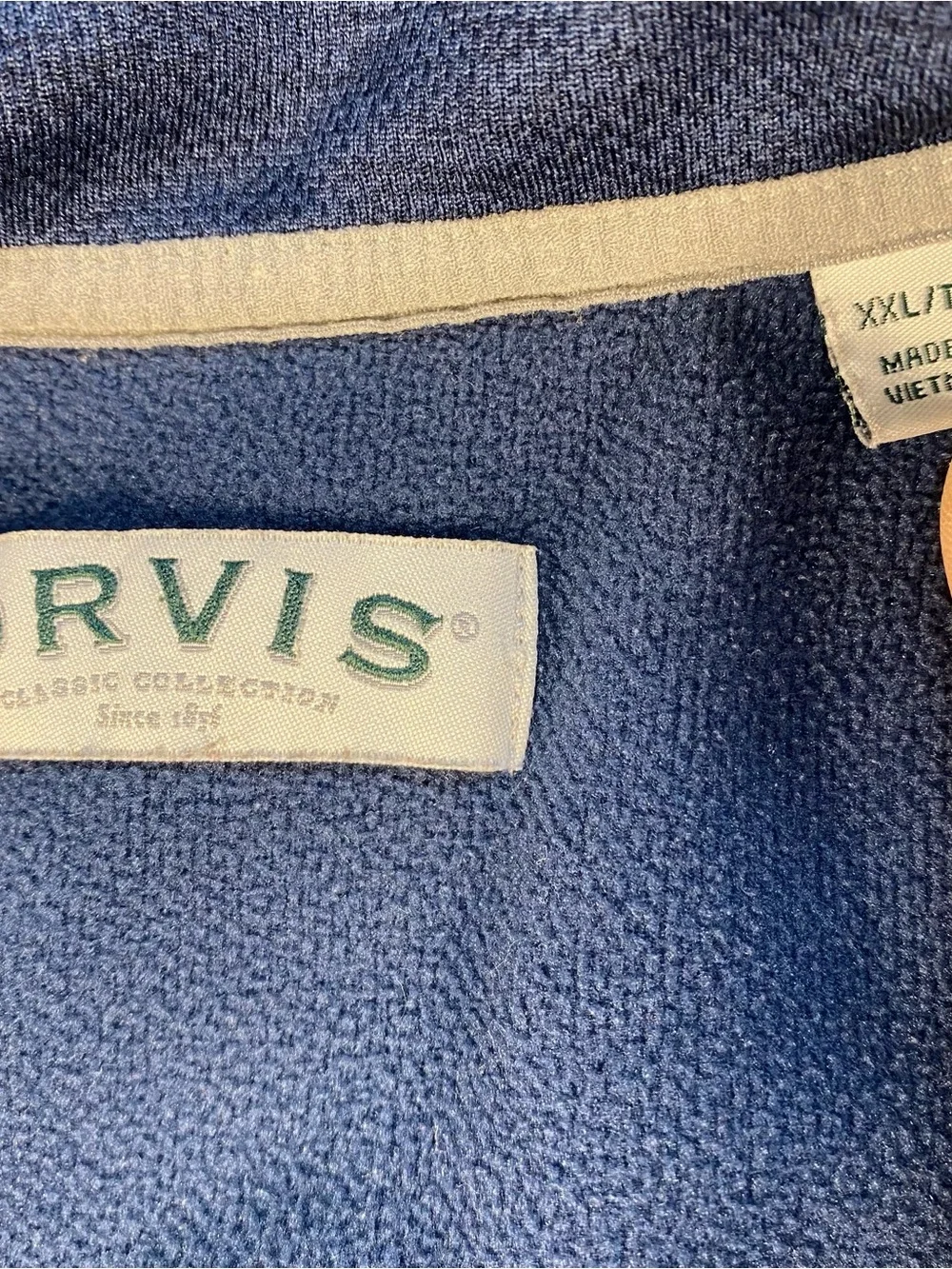 Orvis men’s Navy & Charcoal Zip-Front Long Sleeve Jacket, pockets, lined,size XL